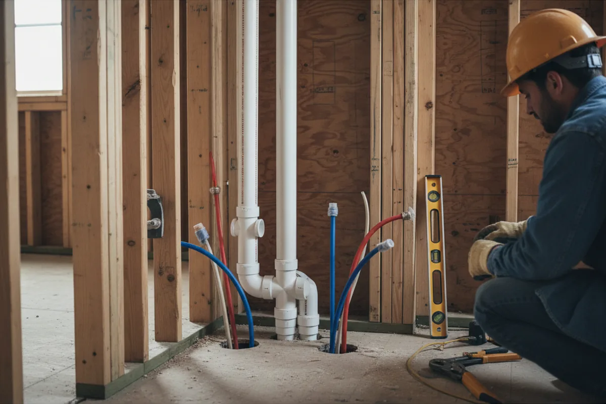 Drain and supply rough-in during Garbage Disposal Repair in Cape Charles
