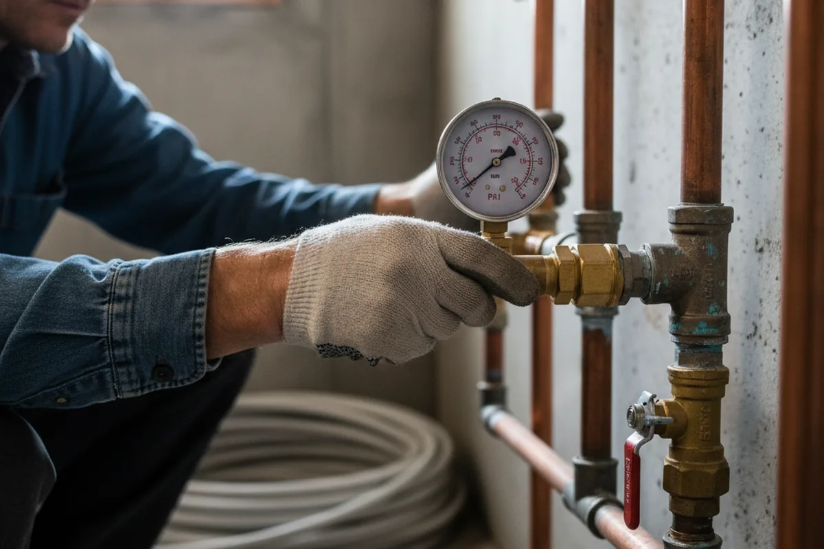 Pressure testing a repaired line during Water Line Repair in Cape Charles